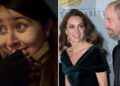 Close up of women on the left and Princess Kate and Prince William on the right wearing smart clothes
