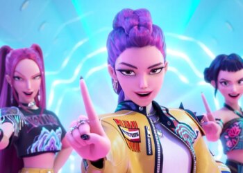Three animated women raise their index fingers