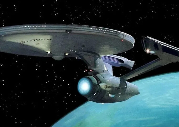 The starship Enterprise from the original Star Trek feature films.