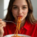 The AI actor Tilly Norwood, generated in the style of the “Will Smith eating spaghetti” meme.<span class="copyright">Eline Van der Velden </span>