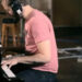 bon iver salmon color t-shirt