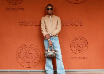 Pharell Williams is seen on Day Fifteen of the French Open at Roland Garros on June 08, 2025, in Paris, France. (Photo by Pierre Suu/WireImage)