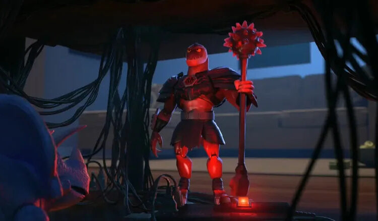 Reptillus about to shut off a video game in Toy Story Time Forgot