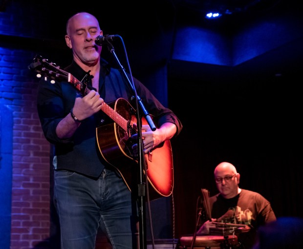 American pop/folk singer Marc Cohn performs with percussionist Joe Joe Bonadio at City Winery Boston on Jan. 13, 2019. (Associated Press)