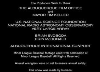 Disclaimer in the closing credits of <em>Pluribus</em> on Apple TV