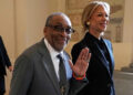 Film director Spike Lee and his wife, Tonya Lewis Lee leave at the end of an audience of Pope Leo XIV with actors and directors from the cinema at the Vatican,  Nov. 15, 2025.