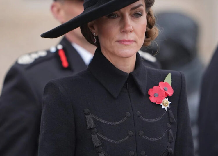 Kate laid a wreath honouring the war dead at the National Memorial Arboretum (Joe Giddens/PA)