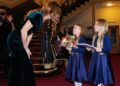 The Princess of Wales meets Emelia and Olivia Edwards. Pic: PA