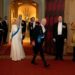 The Queen wore a white embellished gown