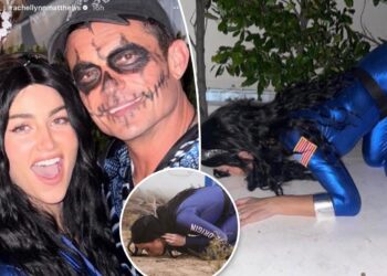 Rachel Lynn Matthews dresses as astronaut Katy Perry in Halloween photo with Orlando Bloom
