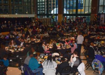 Pacers Sports & Entertainment (PS&E) Community event, feeding members of the Indianapolis community, in November of 2025 at Gainbridge Fieldhouse. Photo taken by Tiffany Nmose.
