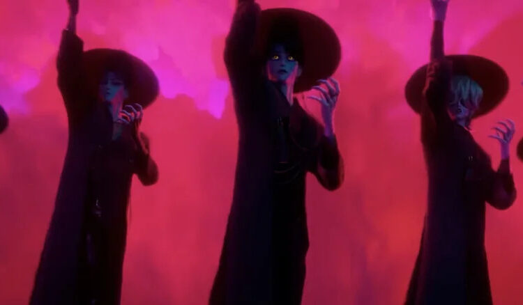 The Saja Boys perform against a red background in KPop Demon Hunters