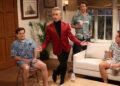 Will Heath/NBC Jeremy Culhane, Marcello Hernández as Sebastian Maniscalco, Glen Powell, and Tommy Brennan on 'SNL'
