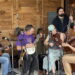 A band playing music indoors