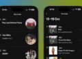 Two iPhones showing Spotify listening stats, one with top artists and one with top songs
