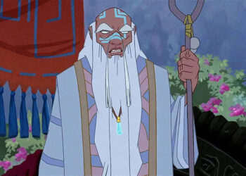 King Kashekim holding his staff in Atlantis: The Lost Empire (2001)