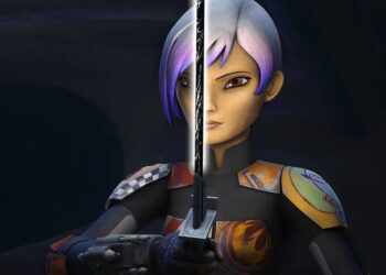 Sabine wielding the darksaber in Star Wars Rebels