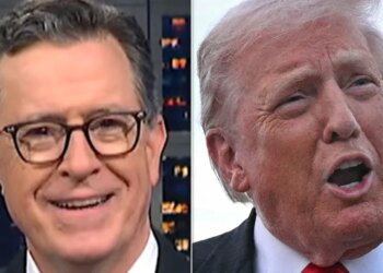 Stephen Colbert Spots Awkward Moment During Trump’s TV Appearance