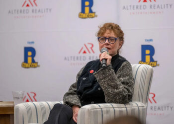 Susan Sarandon talks "Thelma & Louise" at the 2025 Rhode Island Comic Con. Geena Davis wasn't at the panel  because her plane was canceled but arrived the day after.