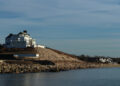 Taylor Swift's oceanfront mansion in the Watch Hill section of Westerly, Rhode Island, on January 16, 2025, as it was undergoing renovations.