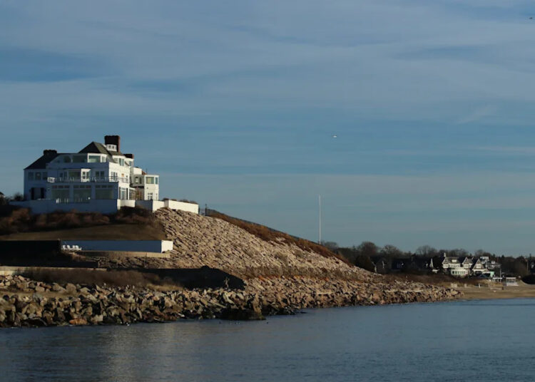 Taylor Swift's oceanfront mansion in the Watch Hill section of Westerly, Rhode Island, on January 16, 2025, as it was undergoing renovations.