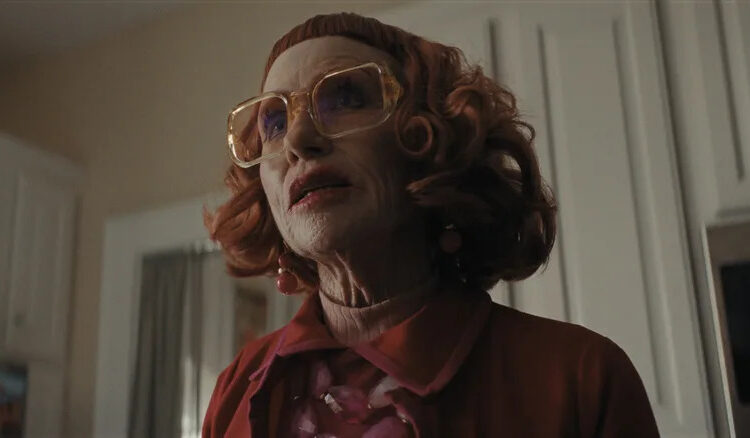 Aunt Gladys in the principal's kitchen in