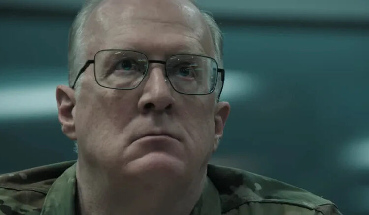 Tracy Letts' General Anthony Brady looks concerned in closeup in A House of Dynamite