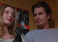 Before Sunrise (1995) - Céline and Jesse standing in corner of music store together