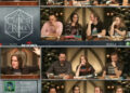 Cast of Critical Role playing Dungeons & Dragons around a table during a game session, showing animated expressions and interactions
