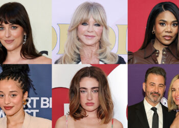 Top row, from left: Dakota Johnson, Goldie Hawn and Regina Hall; bottom row, from left: Chase Infiniti, Rachel Sennott, Jimmy Kimmel and Molly McNearney.