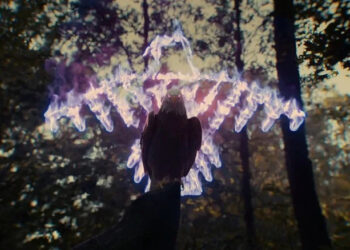 Eagly the Eagle using his full powers with a glowing eagle symbol behind him