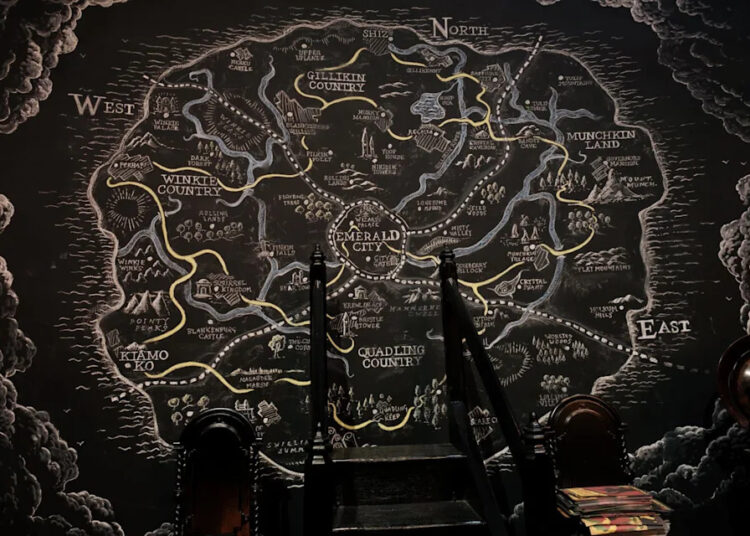 Illustration of a fictional map from a fantasy world.