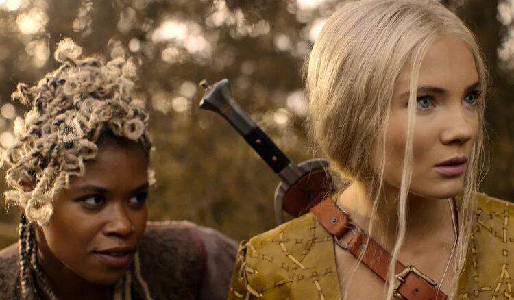 Christelle Elwin's Mistle crouching behind Freya Allan's Ciri on The Witcher