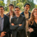 Woody Harrelson, Jesse Eisenberg, Dominic Sessa, Dave Franco, Justice Smith, Isla Fisher, and Ariana Greenblatt in Now You See Me: Now You Don't.