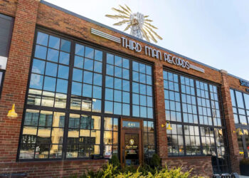 The facade at Third Man Records in Detroit's Midtown area on March 29, 2022.