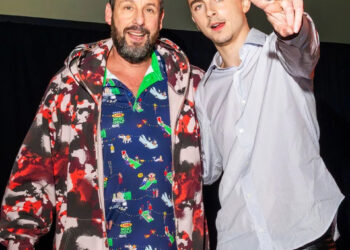 courtesy of Netflix Adam Sandler and Timothée Chalamet