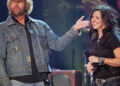 Toby Keith and his daughter Krystal perform on stage at the 38th Annual CMA Awards at the Grand Ole Opry House November 9, 2004 in Nashville, Tennessee.