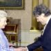 Queen Elizabeth II with Sir Tom Stoppard at Buckingham Palace in 2000 when he was awarded the Order of Merit.