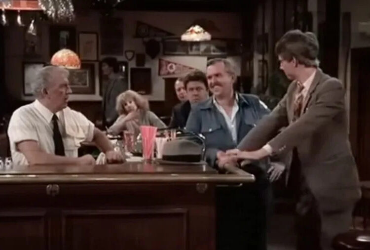 Coach, Norm, Cliff, and Harry “The Hat” in <em>Cheers</em> Season 1, Episode 19