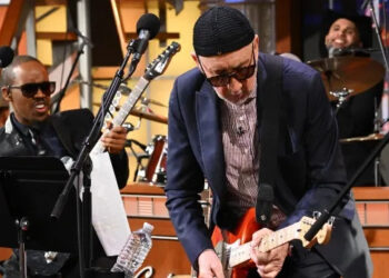 'The Late Show with Stephen Colbert' and musical guest Pete Townshend during Wednesday’s November 12, 2025 show. (Photo: Scott Kowalchyk ©2025 CBS Broadcasting Inc.)