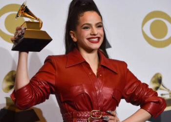 Rosalia appears backstage with her award for Best Latin Rock, Urban or Alternative Album for "El Mal Querer," during the Grammy Awards in 2020. File Photo by Christine Chew/UPI