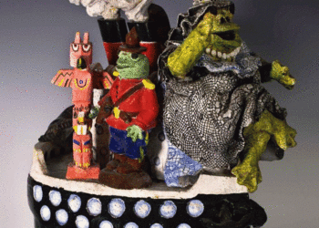 David Gilhooly’s colorful 1978 ceramic frog ship, “Untitled (‘Old Vic’).” (Courtesy photo)