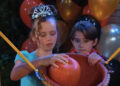 Days of our Lives November 3 Rachel and Thomas load a pumpkin into a slingshot.