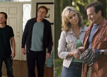 A split of Mark Wahlberg and Will Ferrell in "Daddy's Home" and Cheryl Hines and Robin Williams in "RV."
