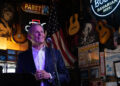 Gov. Bill Lee talks about the importance of the ELVIS Act to prevent unauthorized uses of artists’ voices and likenesses from AI technology at Robert's Western World in Nashville, Tenn., Thursday, March 21, 2024.