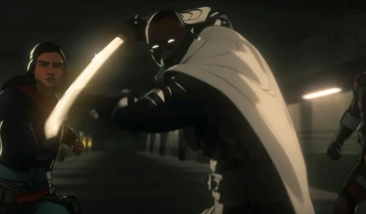 Blade holds up his sword as he prepares to fight in Marvel Zombies