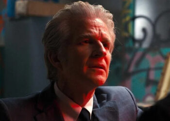 Matthew Modine as Dr. Brenner looking concerned in Stranger Things