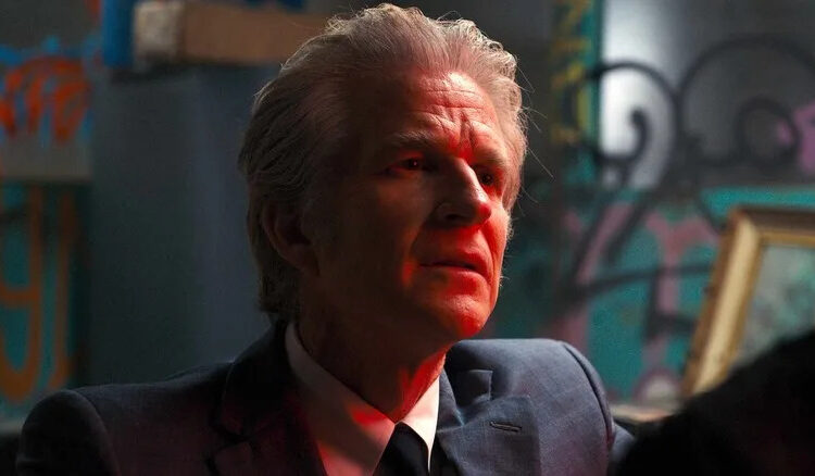 Matthew Modine as Dr. Brenner looking concerned in Stranger Things