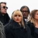 Ruth Codd, Paloma Faith and Charlott Church dressed in black and looking solemn in The Celebrity Traitors.