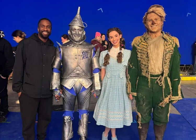 Beth Weaver/Instagram Omari Bernard, Ethan Slater, Bethany Weaver and Jonathan Bailey on the set of 'Wicked For Good'.